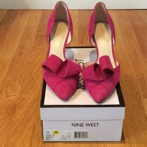 Nine West McFally Pink Suede Heel with Bow Detail